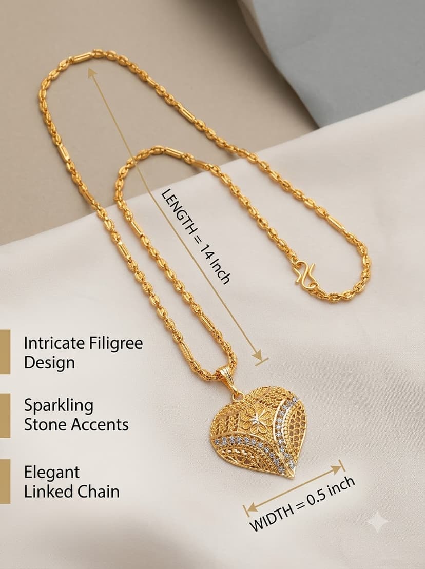 Temple Jewellery Pearl Mala Gold Leaf Link Chain Filigree Heart Pendant Festive Saree Wear Gold Plated