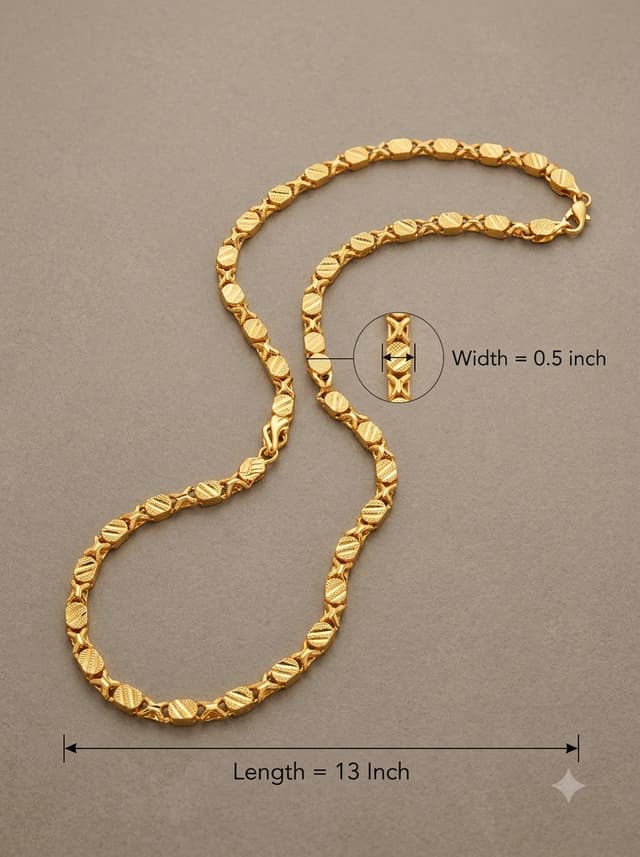 Trendy Gold-Tone Intricately Patterned Link Chain 1