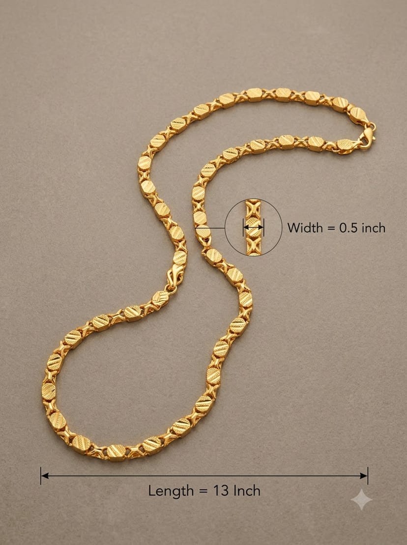 Trendy Gold-Tone Intricately Patterned Link Chain 1