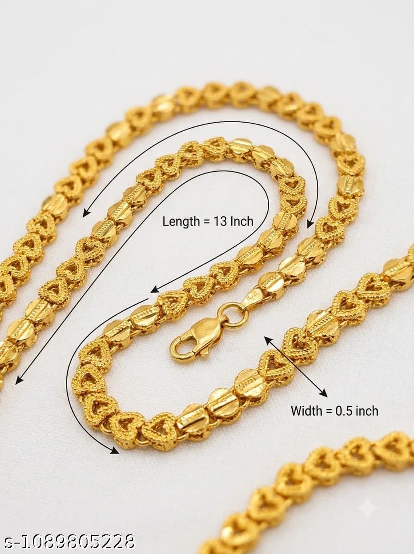 South Indian Traditional Gold Plated Chain Attractive & Traditional golden Chain with Heart shaped Chain