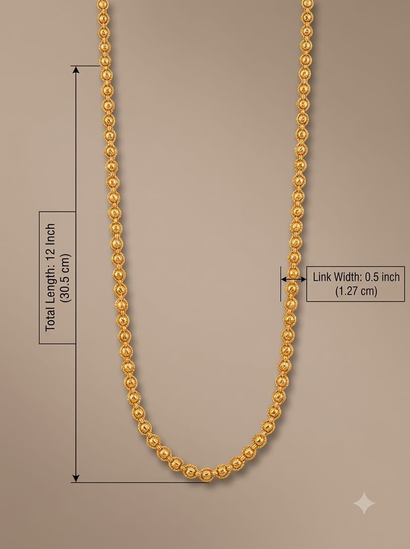 South Indian Traditional Gold Plated Festive Wear Textured Link Chain 1